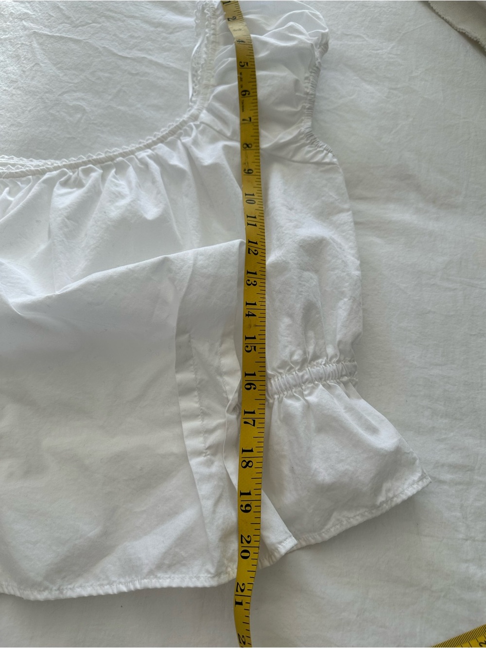 H&M White Square-Neck Puff Sleeve Peplum Top, size large - Picture 8 of 10